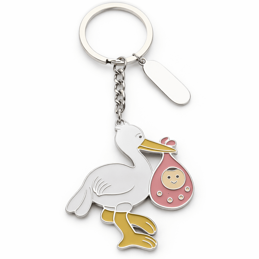 CHRISTENING KEYRING IN PINK - Image 1