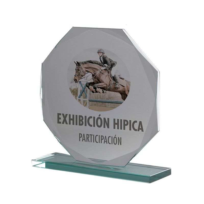 GLASS AWARD WITH BLACK BACKGROUND – 12.5CM CRYSTAL TROPHY FOR ACHIEVEMENT - Image 1