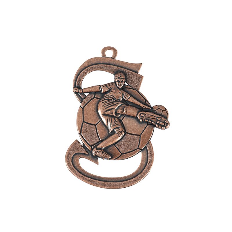 D101.26 BRONZE FOOTBALL MEDAL 50MM WITH CUSTOM PRINTED LABEL – PERSONALIZED SOCCER AWARD - Image 1