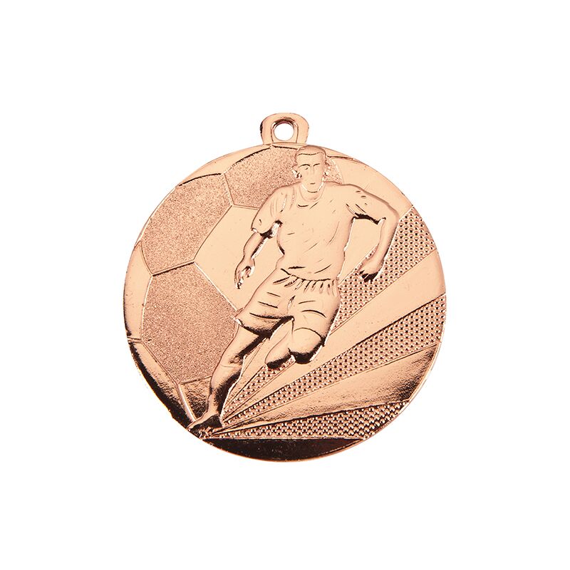 BRONZE FOOTBALL MEDAL 50MM WITH CUSTOM PRINTED LABEL – PERSONALIZED SOCCER AWARD - Image 1