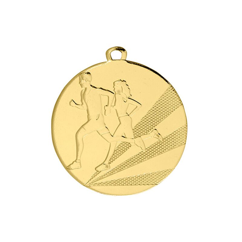 GOLD RUNNING MEDAL 50MM WITH CUSTOM PRINTED LABEL – PERSONALIZED ATHLETIC AWARD - Image 1