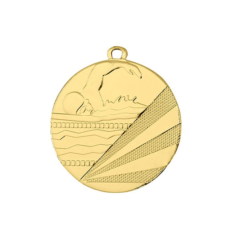 GOLD SWIMMING MEDAL 50MM WITH CUSTOM PRINTED LABEL – PERSONALISED SWIMMER AWARD - Image 1