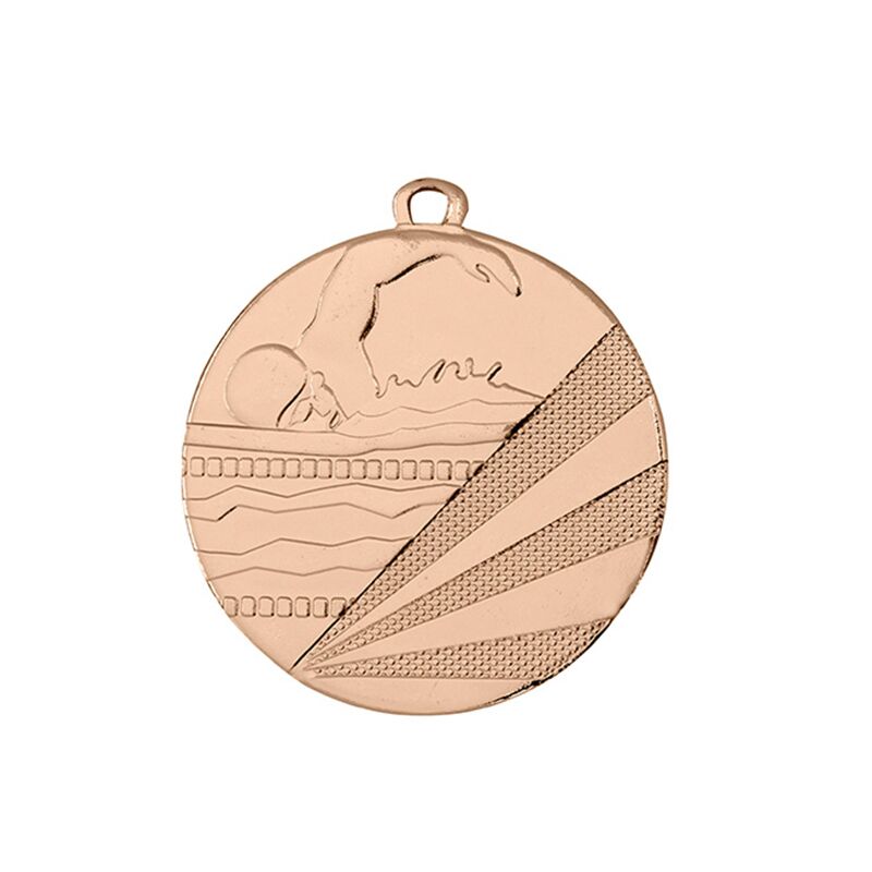 SILVER SWIMMING AWARD MEDAL – 50MM WITH CUSTOM PRINTED LABEL - Image 1