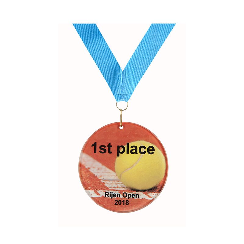 CUSTOM GLASS MEDAL 90MM WITH FULL-COLOR SUBLIMATION PRINTING – PERSONALIZED AWAR - Image 1