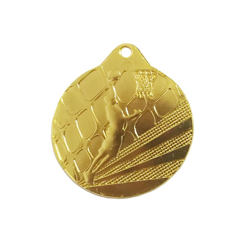 GOLD BASKETBALL MEDAL 50MM WITH CUSTOM PRINTED LABEL - Image 1
