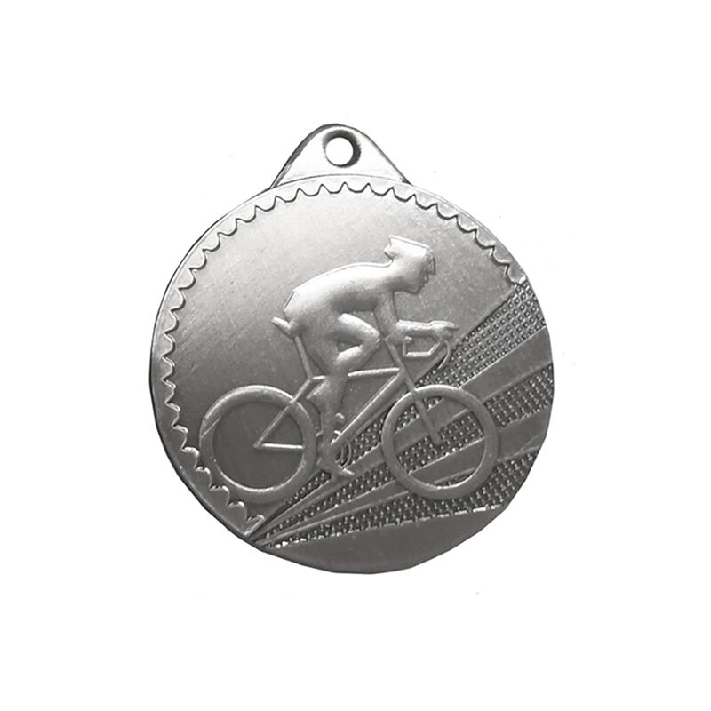 EPA005S SILVER CYCLING MEDAL 50MM WITH CUSTOM PRINTED LABEL – PERSONALIZED SPORTS AWARD - Image 1