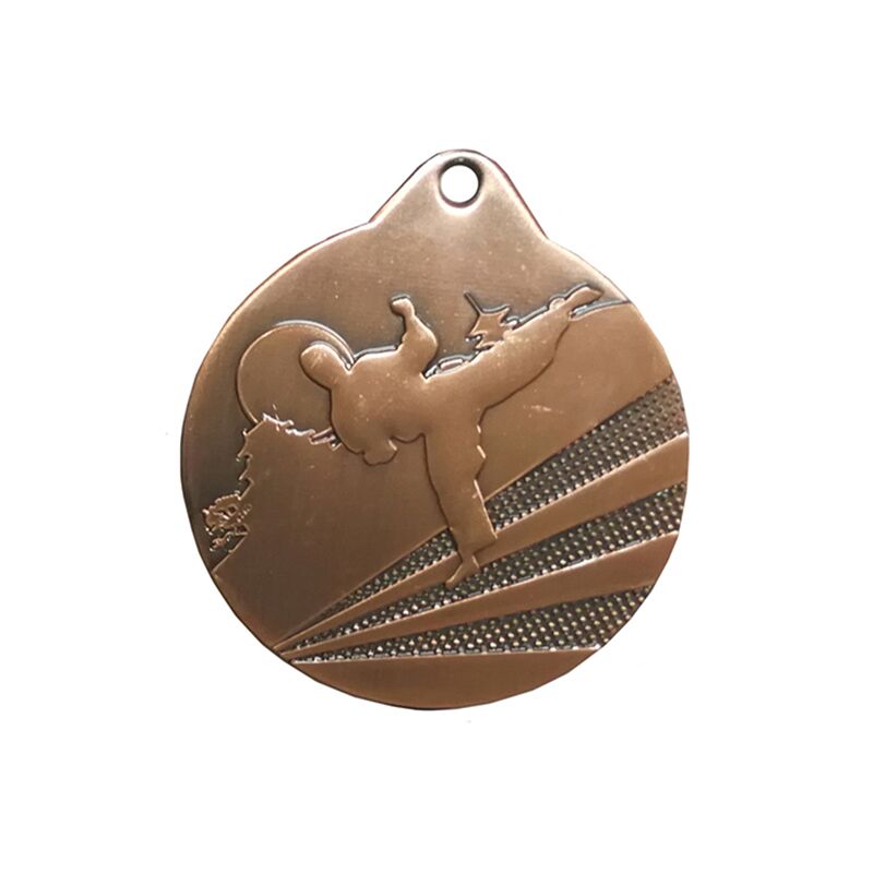 BRONZE MARTIAL ARTS MEDAL 50MM WITH CUSTOM PRINTED LABEL – KARATE & JUDO AWARD - Image 1