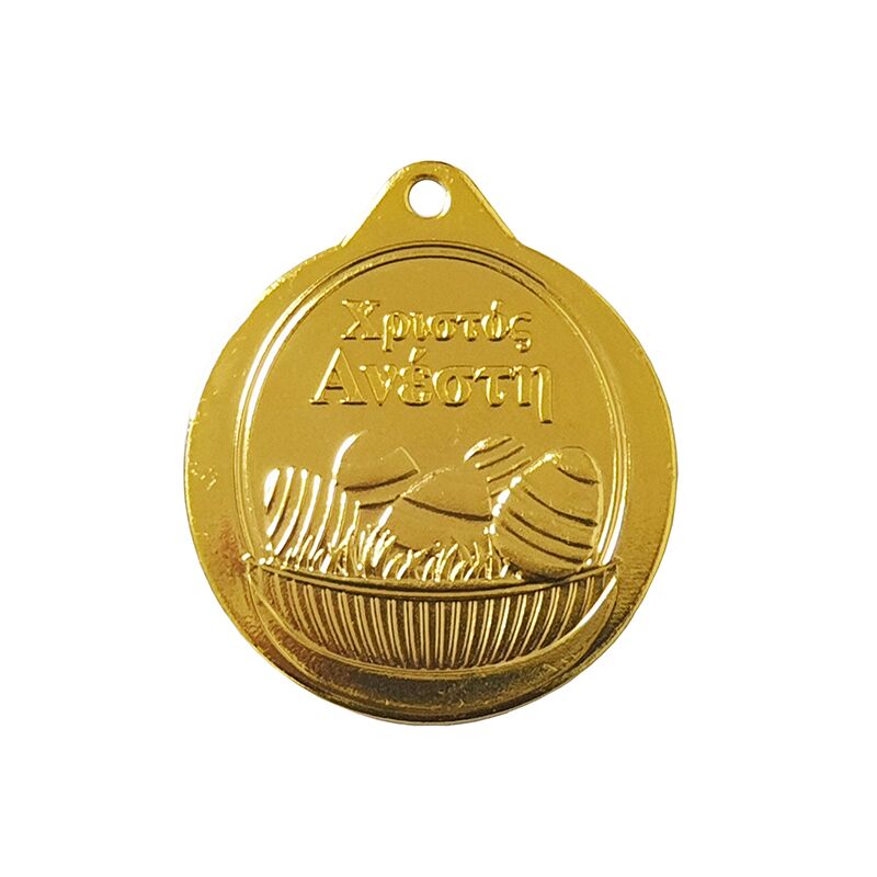 CUSTOM GOLD EASTER MEDAL 50MM WITH PRINTED LABEL & FREE RIBBON - Image 1