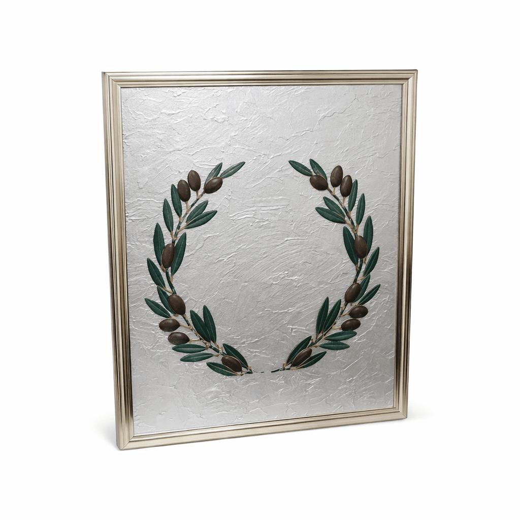 20X12CM SILVER-PLATED OLIVE WREATH PLAQUE – ELEGANT AWARD WITH GIFT BOX - Image 1