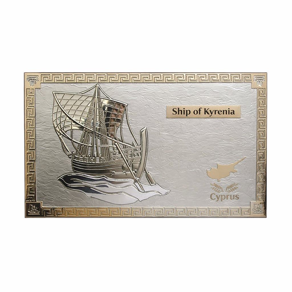 20X12CM SILVER-PLATED KYRENIA SHIP PLAQUE – ENGRAVED PLATE & GIFT BOX - Image 1