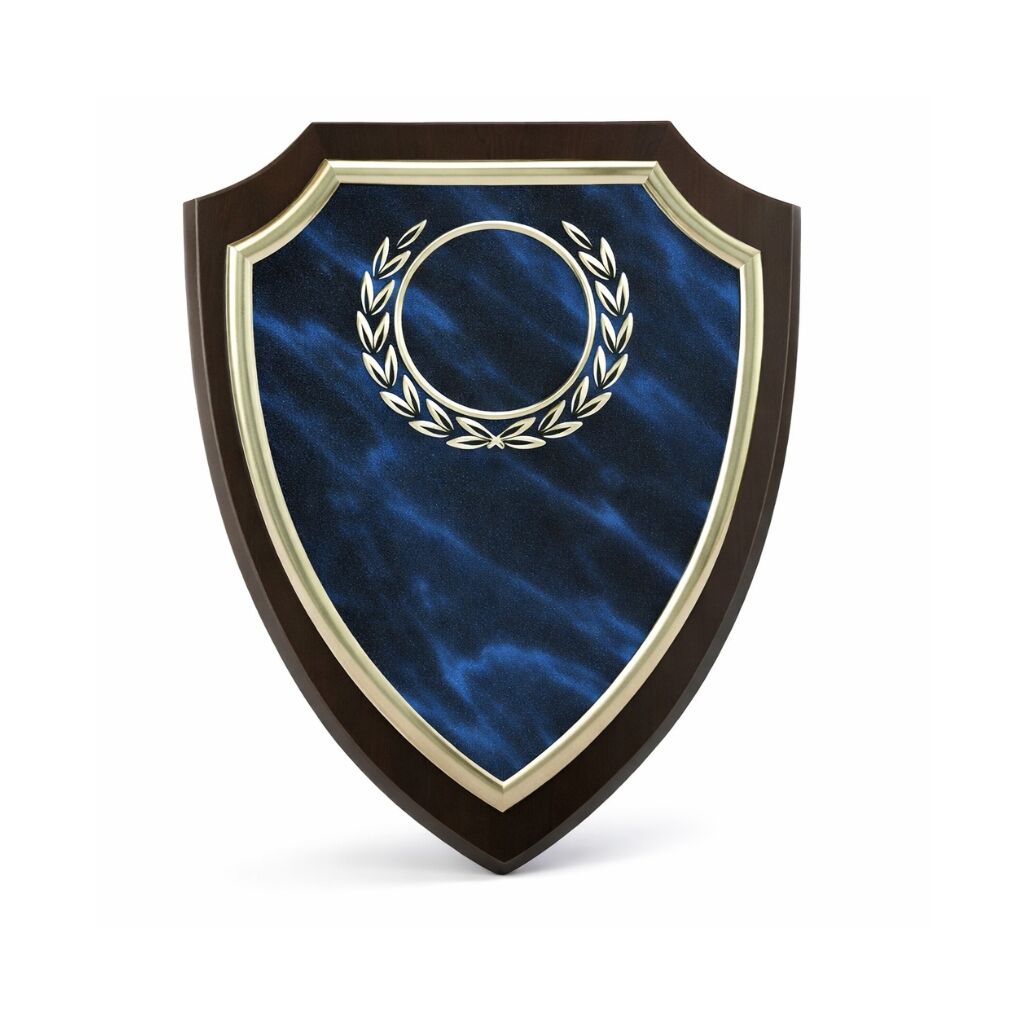 DELUXE WOODEN SHIELD – CUSTOM ENGRAVED AWARD (25CM X 20CM) - Image 1