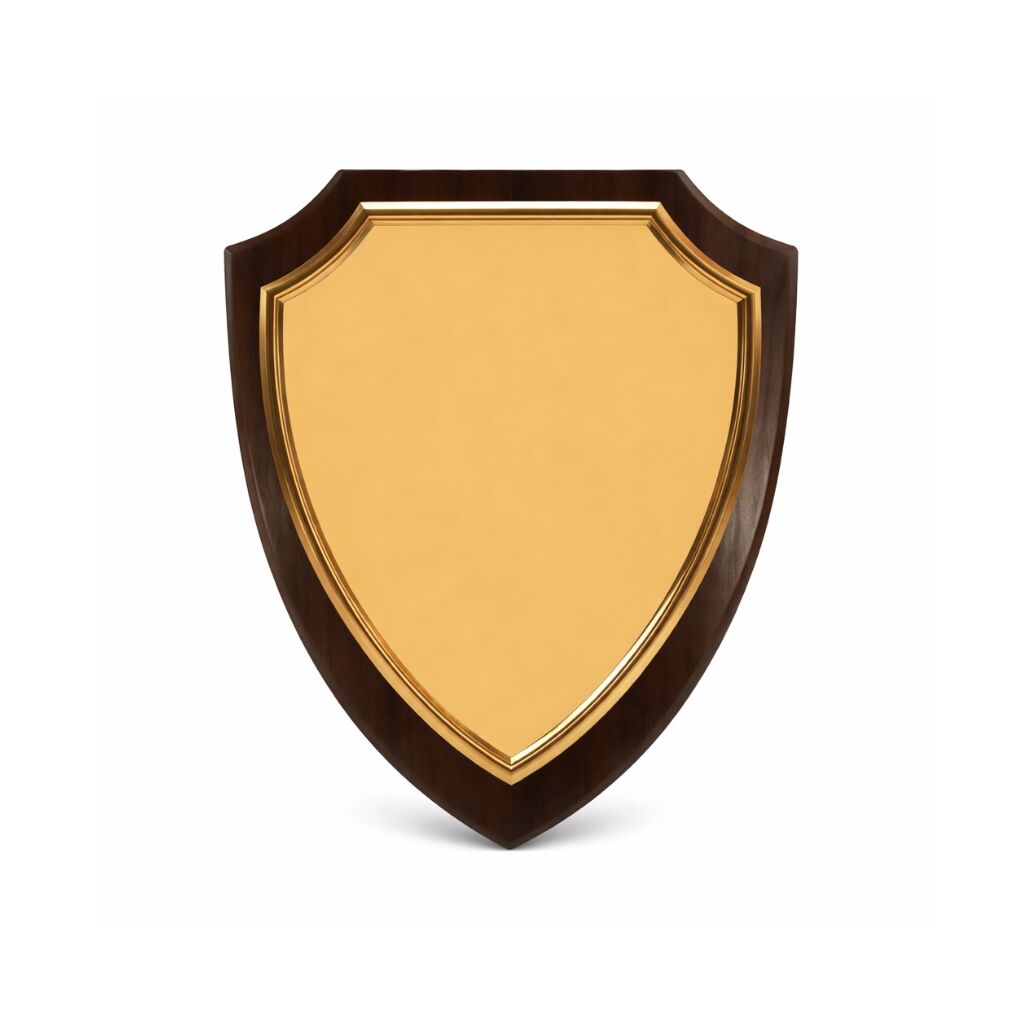 DELUXE WOODEN SHIELD – FULL COLOR CUSTOM AWARD PLAQUE (25CM X 20CM) - Image 1