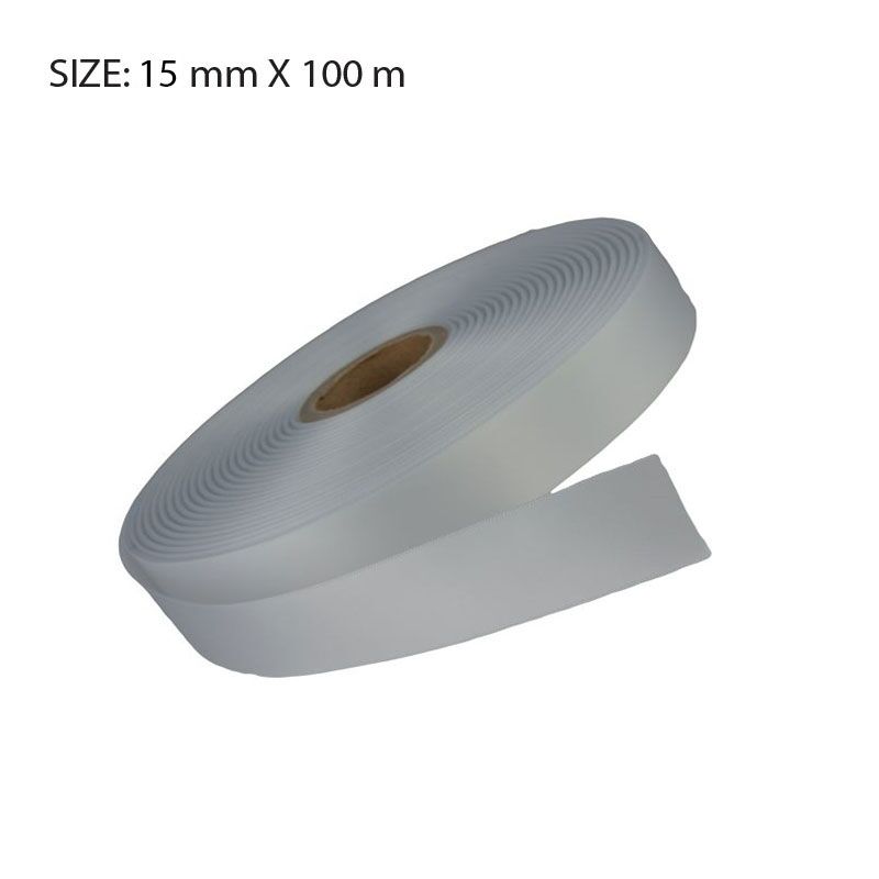 BRIDAL WHITE SATIN RIBBON – 15MM X 100M CUSTOM PRINTED LUXURY ROLL - Image 1