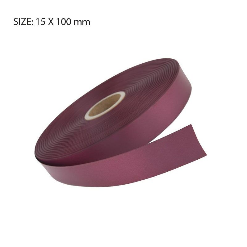 CUSTOM PRINTED SATIN RIBBON – ROSE ELAN SINGLE FACE 15MM X 100M ROLL - Image 1