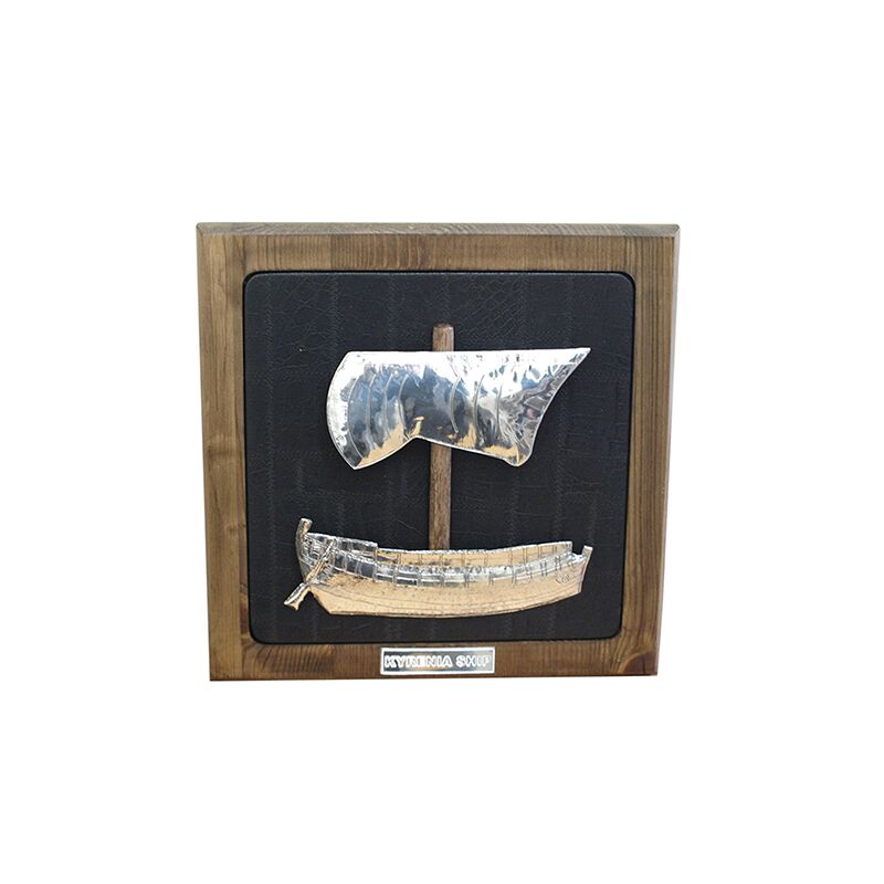 KYRENIA SHIP PLAQUE – 20X20CM SILVER GIFT WITH ENGRAVED PLATE - Image 1