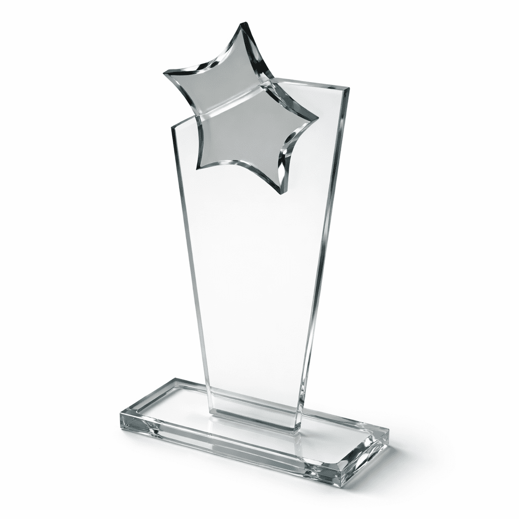 PREMIUM 22CM GLASS AWARD TROPHY – CUSTOM ENGRAVED RECOGNITION PLAQUE - Image 1