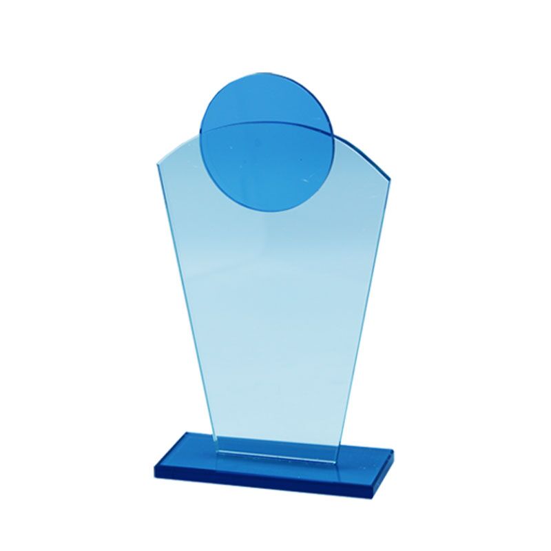 ELEGANT GLASS CRYSTAL AWARD PLAQUE 20CM – CUSTOM ENGRAVED JADE TROPHY - Image 1