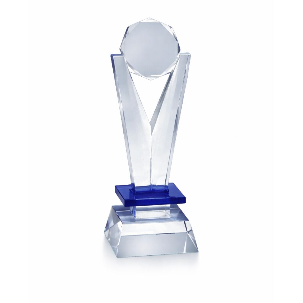 DELUXE 28.5CM AZURE CRYSTAL AWARD WITH PREMIUM GIFT BOX - Image 1