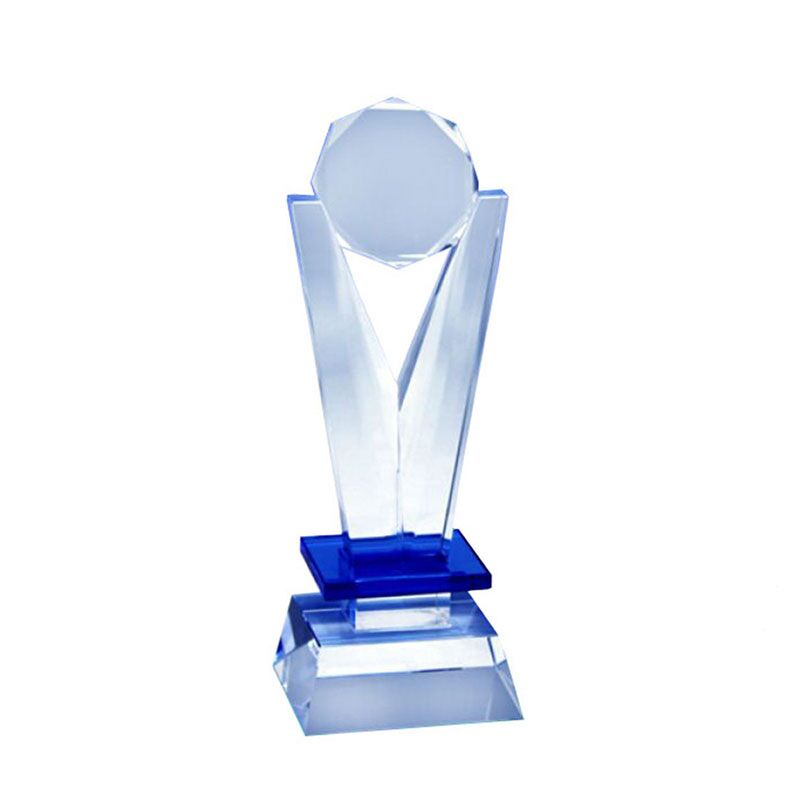 DELUXE 22CM AZURE CRYSTAL AWARD WITH GIFT BOX – ENGRAVED TROPHY - Image 1