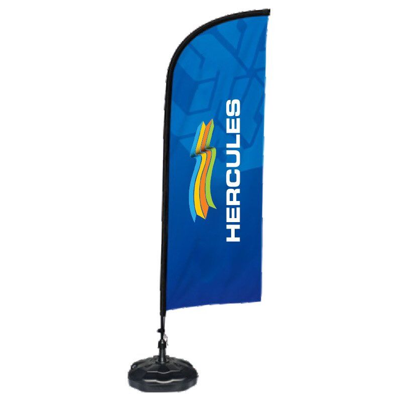 FLY BANNER 2.5M – FEATHER FLAG WITH POLE & BASE (2M X 75CM) - Image 1