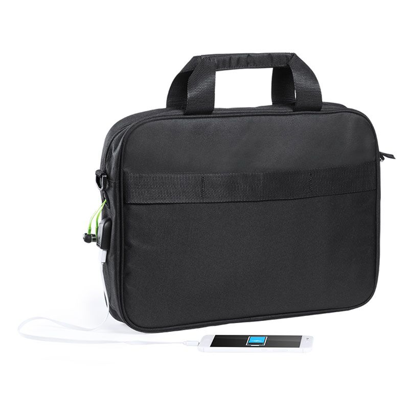 5591_1 PROPORT 600D POLYESTER BAG – LAPTOP & TABLET BRIEFCASE WITH USB & TROLLEY STRAP - Image 1