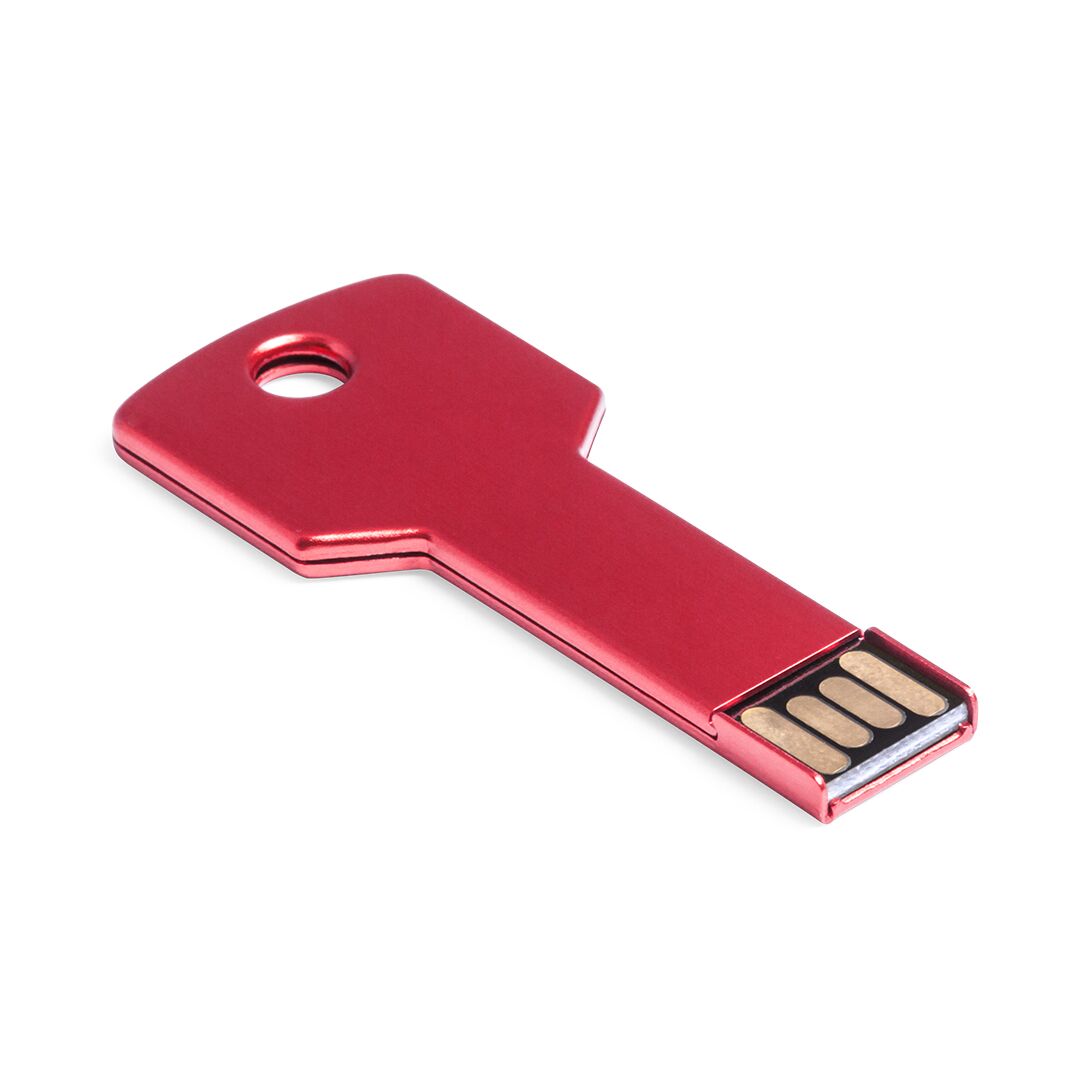 5846_2 KEYFLASH 16GB USB DRIVE – GLOSSY ALUMINUM KEY-SHAPED FLASH DRIVE FOR KEYCHAINS - Image 1