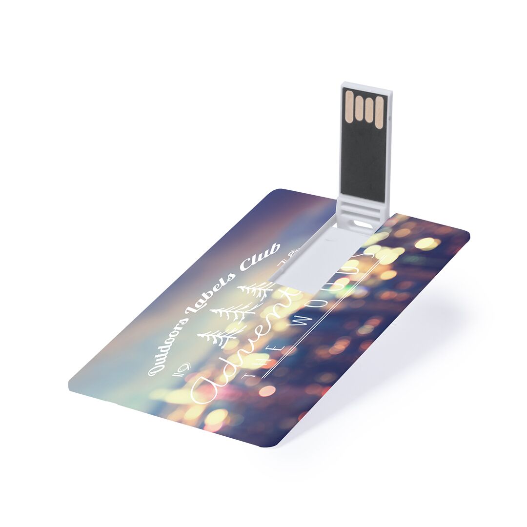 PRINTCARD 16GB USB – FLAT CARD WITH COLOR PRINT & PU CASE - Image 1