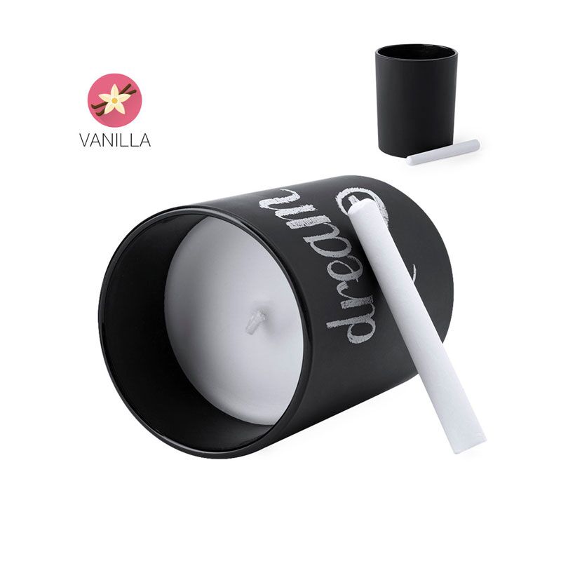 6408_1 TEMUL VANILLA SCENTED CANDLE – CUSTOMIZABLE JAR WITH CHALK & ECO BOX - Image 1