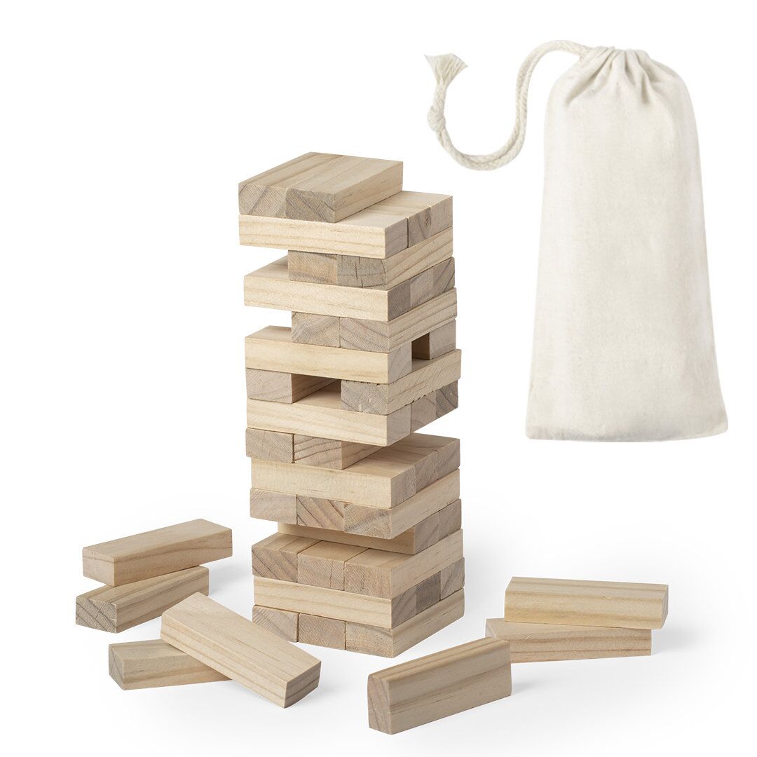 STACKMASTER WOODEN BRICK SKILL GAME – 45-PIECE SET WITH COTTON POUCH - Image 1