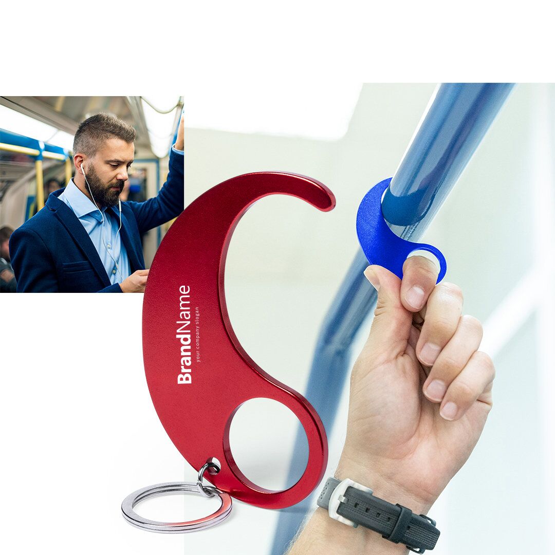 6658_1.jpg ANTI-CONTACT HYGIENE KEYRING – ALUMINUM TOUCH-FREE TOOL FOR PUBLIC SAFETY - Image 1