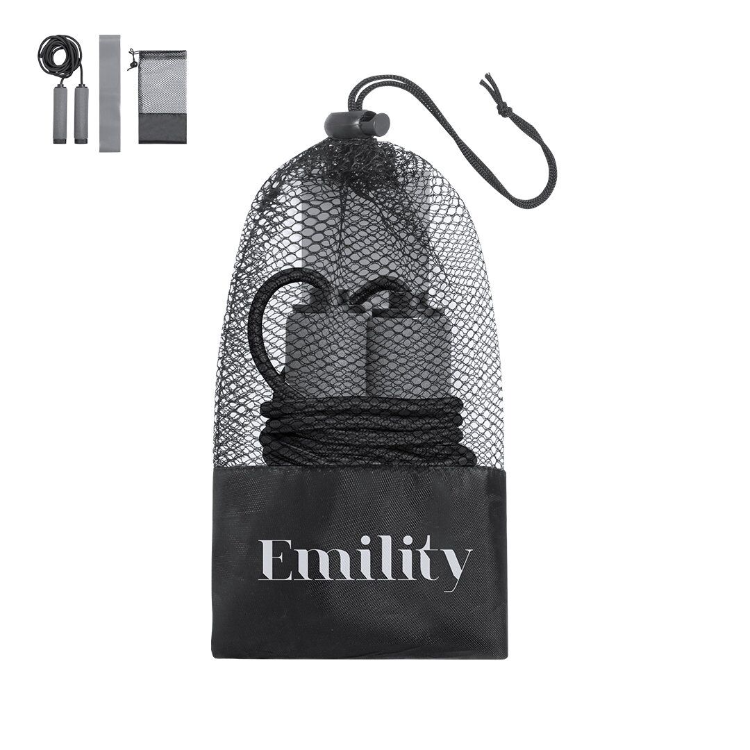 6790-000-2 FITNESS SPORTY SET IN POUCH – ELASTIC BAND & JUMP ROPE - Image 1