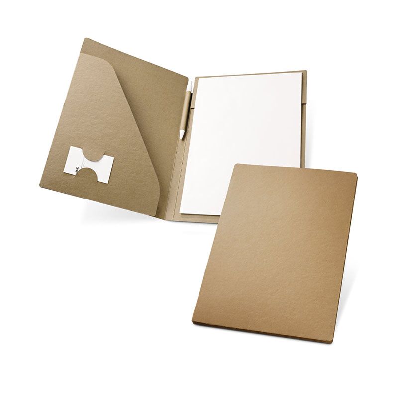 ECOSMART A4 CARDBOARD FOLDER WITH NOTEPAD & PEN – RECYCLED PAPER & CARD HOLDER - Image 1