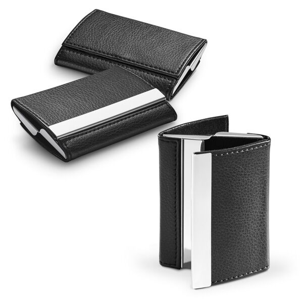93318.jpg DUALEDGE DOUBLE CARDHOLDER – METAL & IMITATION LEATHER WITH GIFT BOX - Image 1