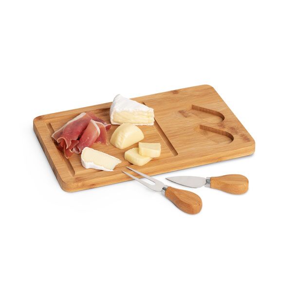 NATURBOARD BAMBOO CHEESE SET – CUTTING BOARD WITH STAINLESS STEEL ACCESSORIES - Image 1
