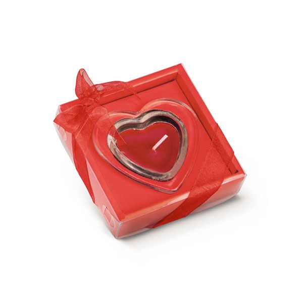 LOVEGLOW HEART-SHAPED CANDLE WITH GLASS BASE – RED DECORATIVE CANDLE IN GIFT BOX - Image 1