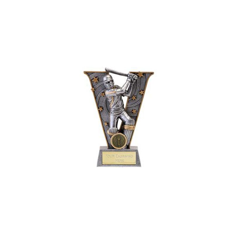 CRICKET TROPHY 18.5CM WITH CUSTOM PRINTED PLATE – PERSONALIZED CRICKET AWARD - Image 1