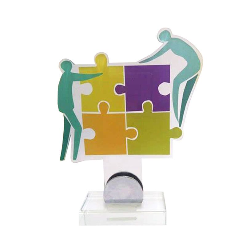 BUILDING SUCCESS ARTISTIC PLEXIGLASS AWARD – 25CM WITH CUSTOM PRINTED PLATE - Image 1