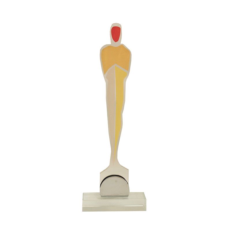 ARTISTIC MODERN OSCAR PLEXIGLASS AWARD 29CM – PRINTED PLATE INCLUDED - Image 1