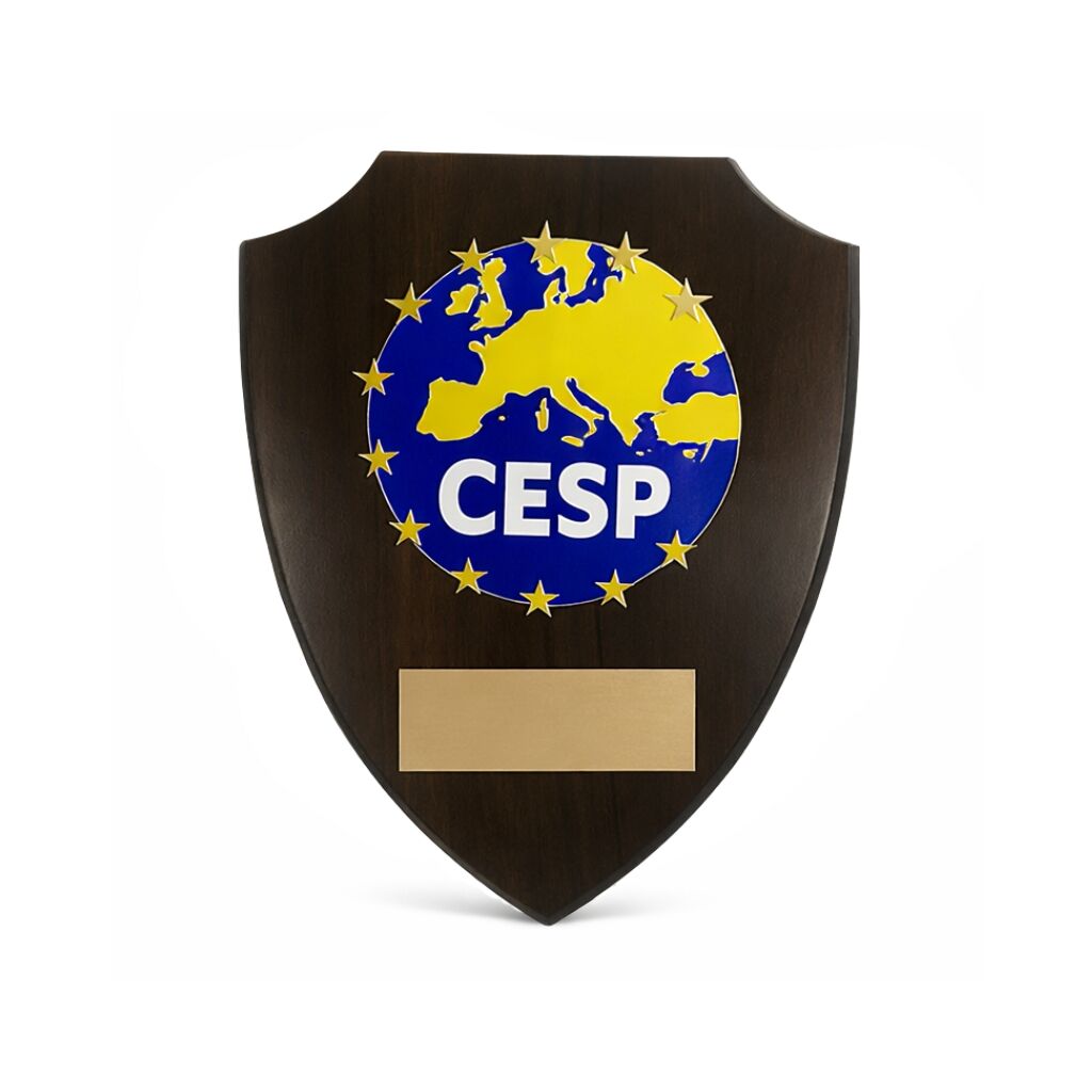 CESP SHIELD AWARD 22X18CM PLAQUE W/ CUSTOM PLATE – EUROPEAN PLATFORM RECOGNITION - Image 1