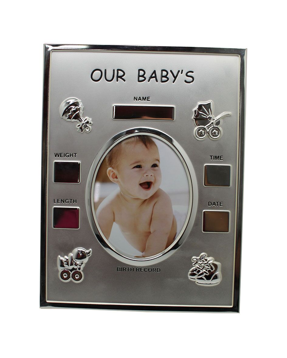 OUR BABY METALLIC PHOTO FRAME 25X19CM – SILVER KEEPSAKE FOR NEWBORN MEMORIES - Image 1