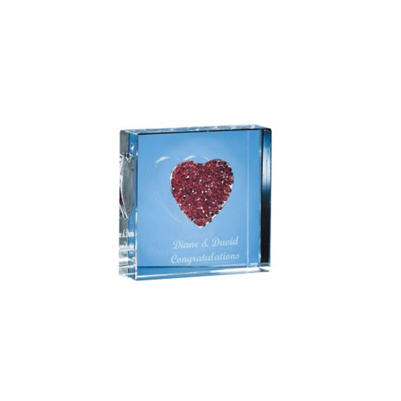 RED DIAMANTE HEART – PAPERWEIGHT GIFT FOR VALENTINE’S & OCCASIONS (7.5X7.5CM) - Image 1