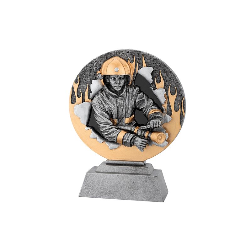 FIREFIGHTER TROPHY 20CM WITH CUSTOM PRINTED PLATE - Image 1