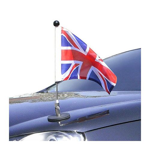 MAGNETIC DIPLOMAT CAR FLAG 20CM – SILVER POLE - Image 1