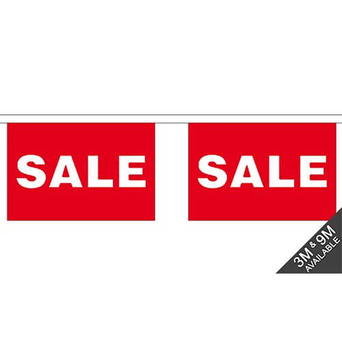 RED SALES BUNTING – 9 METRE SET (23X15.5CM FLAGS) - Image 1