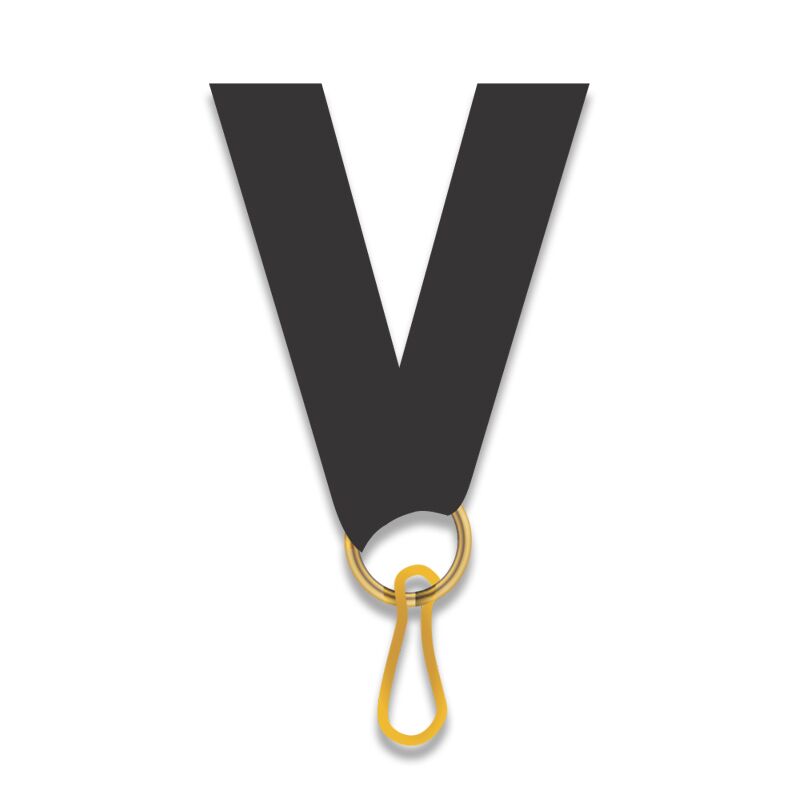 H8-618-17-1.jpg BLACK MEDAL NECK RIBBON 1CM WITH CLIP – DURABLE AWARD LANYARD - Image 1