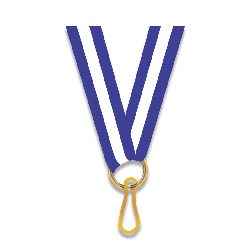 BLUE WHITE BLUE 1CM MEDAL NECK RIBBON WITH CLIP – AWARD LANYARD FOR MEDALS - Image 1
