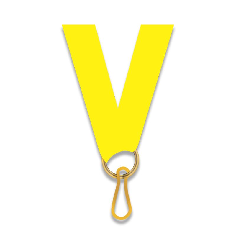 H8-618-20-2.jpg YELLOW MEDAL NECK RIBBON 1CM WITH SECURE CLIP – AWARD MEDAL LANYARD - Image 1