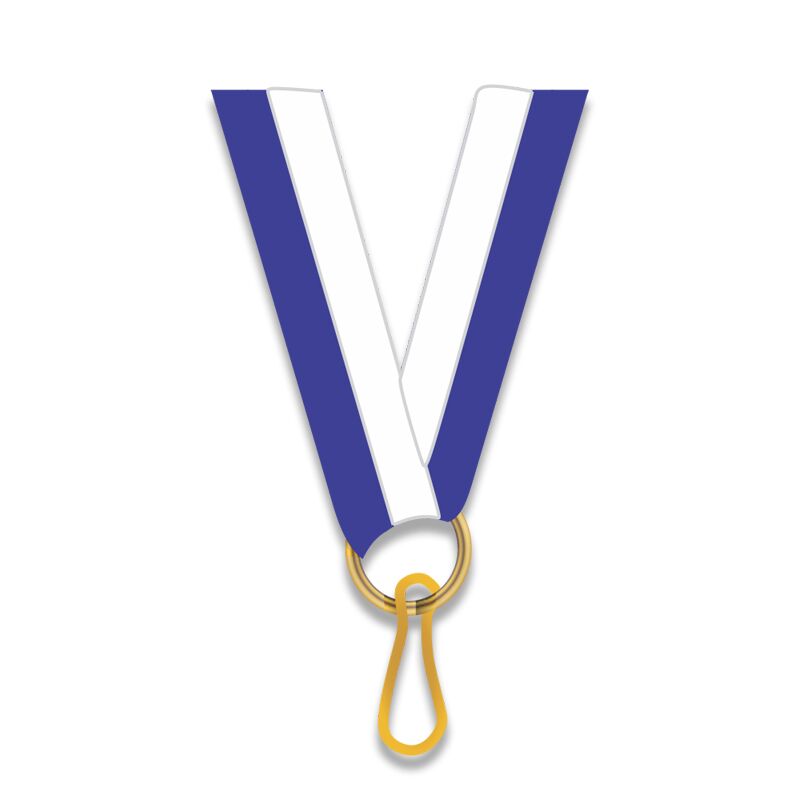 BLUE/WHITE NECK RIBBON WITH CLIP – 1CM FOR AWARD MEDALS - Image 1