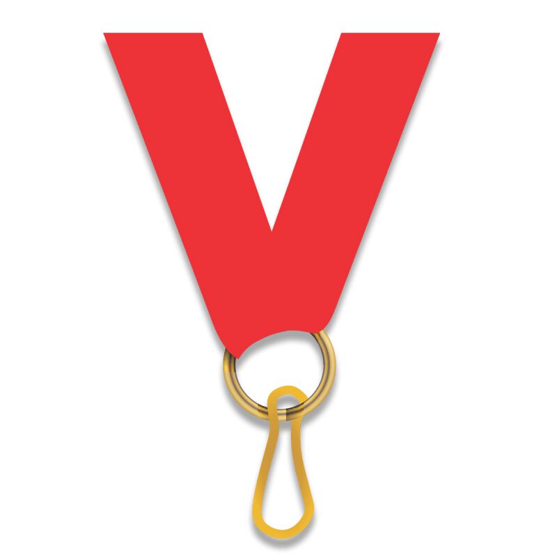 RED AWARD MEDAL NECK RIBBON WITH CLIP – 2.2CM WIDE - Image 1
