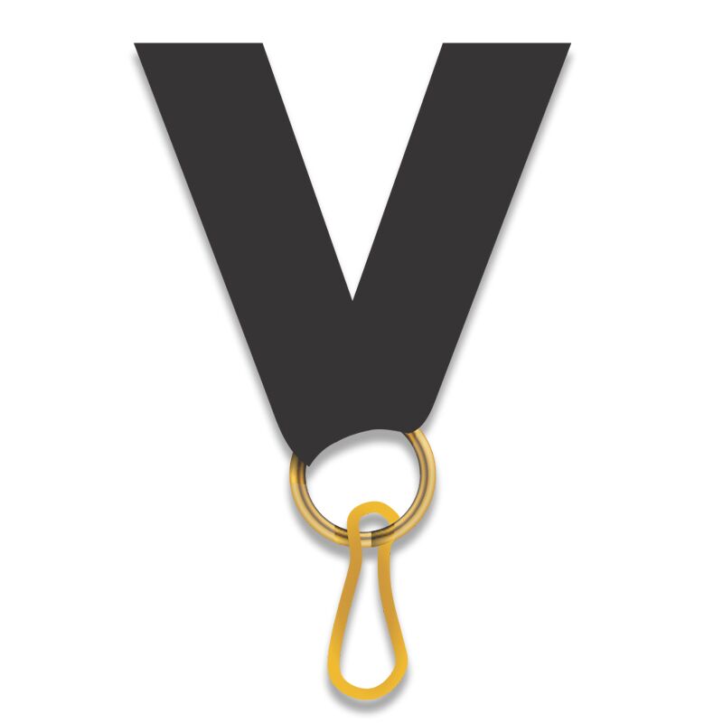 BLACK MEDAL NECK RIBBON WITH CLIP – 2.2CM AWARD LANYARD FOR MEDALS - Image 1